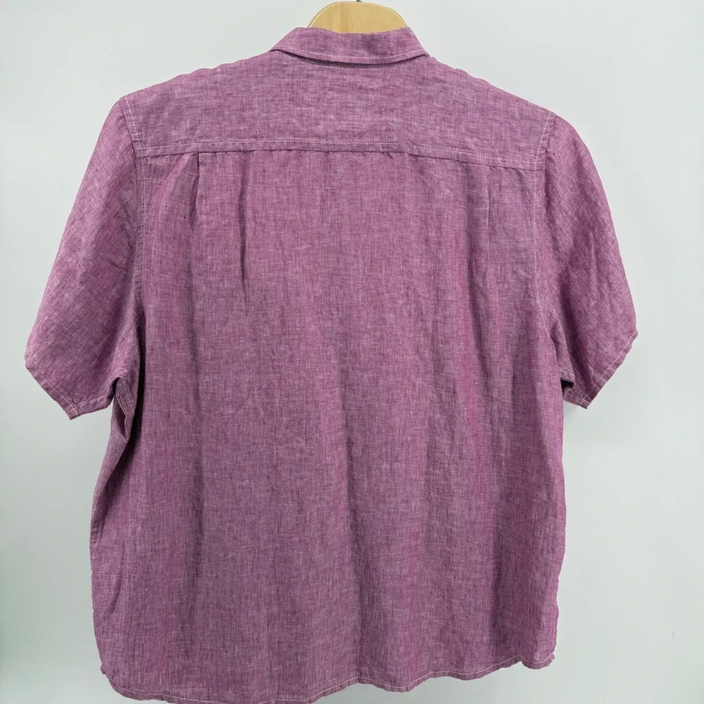 Tommy Bahama Relax Mens XXL Purple 100% Linen Short Sleeve Button Down Shirt